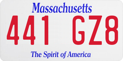 MA license plate 441GZ8