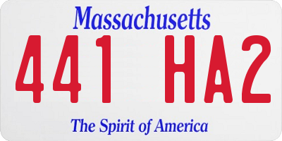 MA license plate 441HA2