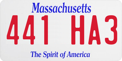 MA license plate 441HA3
