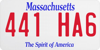 MA license plate 441HA6