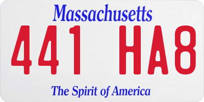MA license plate 441HA8