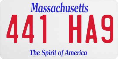 MA license plate 441HA9
