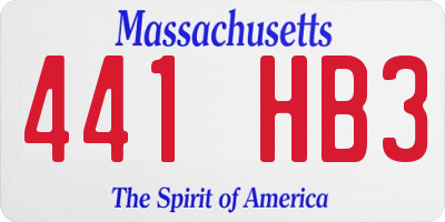 MA license plate 441HB3