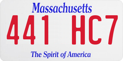 MA license plate 441HC7