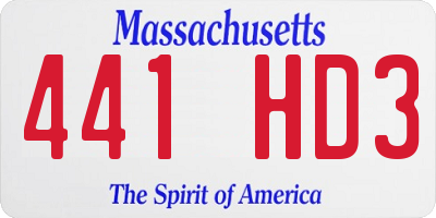 MA license plate 441HD3