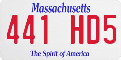 MA license plate 441HD5