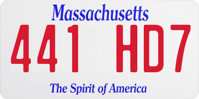 MA license plate 441HD7