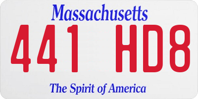 MA license plate 441HD8