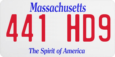 MA license plate 441HD9