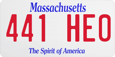 MA license plate 441HE0