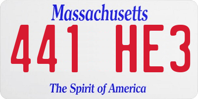 MA license plate 441HE3