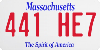 MA license plate 441HE7