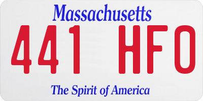 MA license plate 441HF0