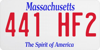 MA license plate 441HF2