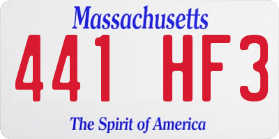 MA license plate 441HF3