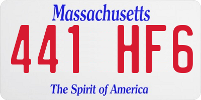 MA license plate 441HF6
