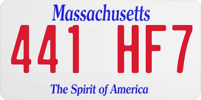 MA license plate 441HF7