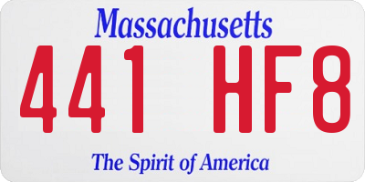 MA license plate 441HF8