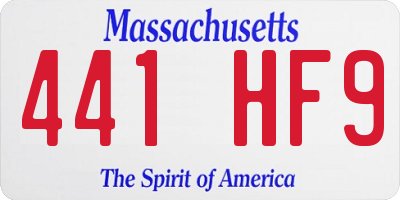 MA license plate 441HF9
