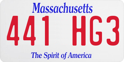 MA license plate 441HG3