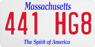 MA license plate 441HG8