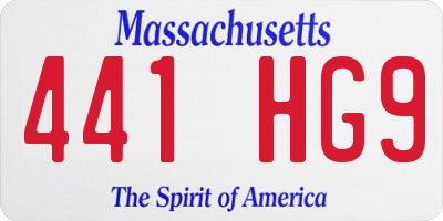 MA license plate 441HG9