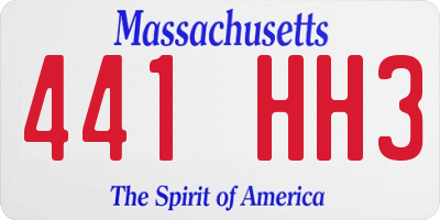 MA license plate 441HH3