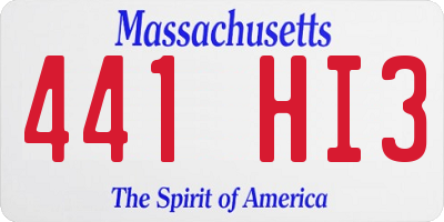 MA license plate 441HI3