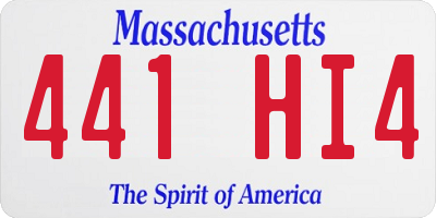 MA license plate 441HI4