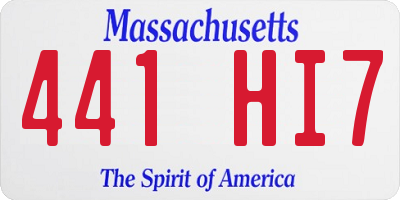 MA license plate 441HI7