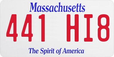 MA license plate 441HI8
