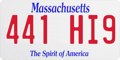 MA license plate 441HI9