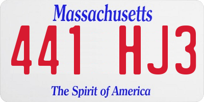 MA license plate 441HJ3