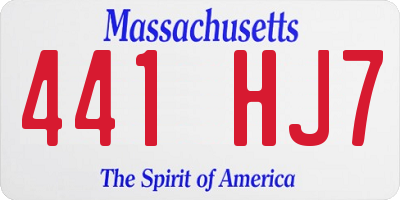 MA license plate 441HJ7