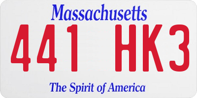 MA license plate 441HK3