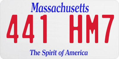 MA license plate 441HM7