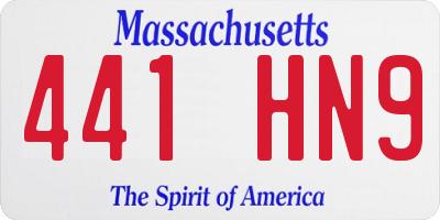 MA license plate 441HN9