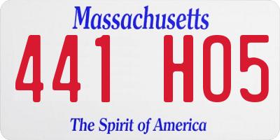 MA license plate 441HO5