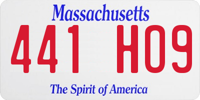 MA license plate 441HO9