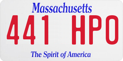 MA license plate 441HP0