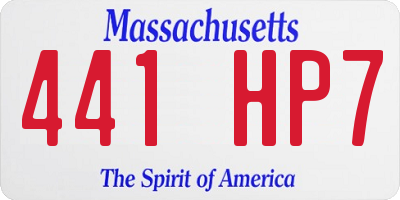 MA license plate 441HP7