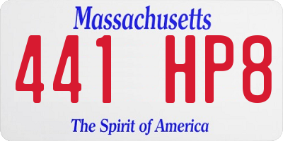 MA license plate 441HP8