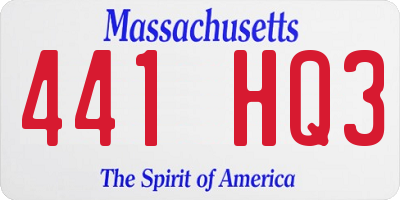 MA license plate 441HQ3