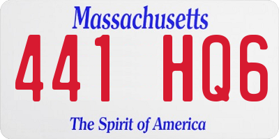 MA license plate 441HQ6