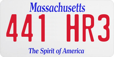 MA license plate 441HR3