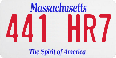 MA license plate 441HR7