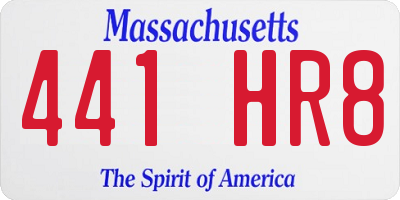 MA license plate 441HR8