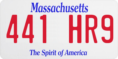 MA license plate 441HR9