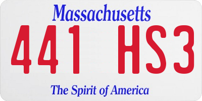 MA license plate 441HS3