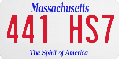MA license plate 441HS7
